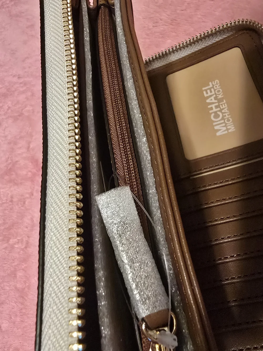 Michael Kors Beige Logo Wristlet Wallet